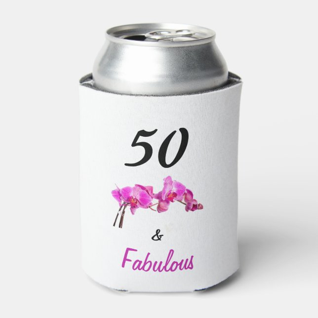 Rosa Orchidee 50 und fabelhafte Blume Foto Dosenkühler (Kanne Vorderseite)