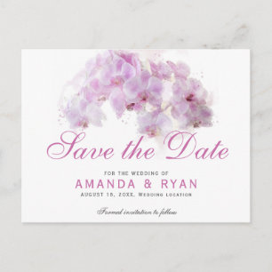 Rosa Orchidee Aquarell-Blume Florale Hochzeit Ankündigungspostkarte