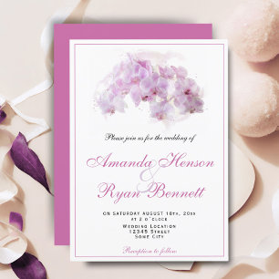 Rosa Orchidee Aquarell-Blume Florale Hochzeit Einladung