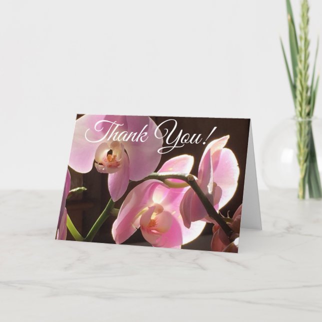 Rosa Orchidee danken Ihnen zu kardieren Dankeskarte (Vorderseite)