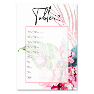 Rosa Orchidee+Palm-Tisch Nr. an Board pinnen Tischnummer