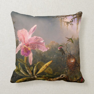 Rosa Orchidee und drei Kolibri-Kissen Kissen