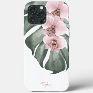 Rosa Orchideen auf der Monstera Tropical Floral mi Case-Mate iPhone Hülle