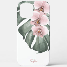 Rosa Orchideen auf der Monstera Tropical Floral mi Case-Mate iPhone Hülle