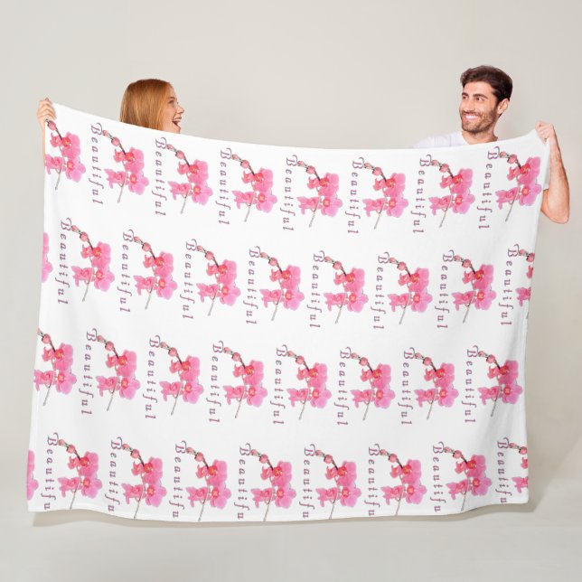 Rosa Orchideen Blume Foto Art Fleecedecke (Beispiel)