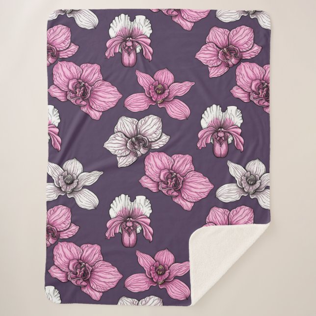 Rosa Orchideen-Blume Sherpadecke (Vorderseite)