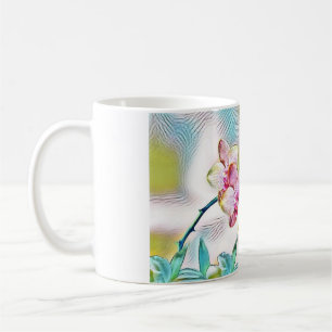 Rosa Orchideen Blume und Schmetterlinge Kaffeetasse