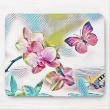 Rosa Orchideen Blume und Schmetterlinge