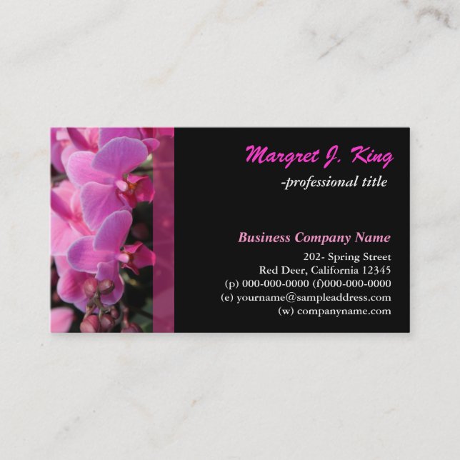Rosa Orchideen-Blume Visitenkarte (Vorderseite)