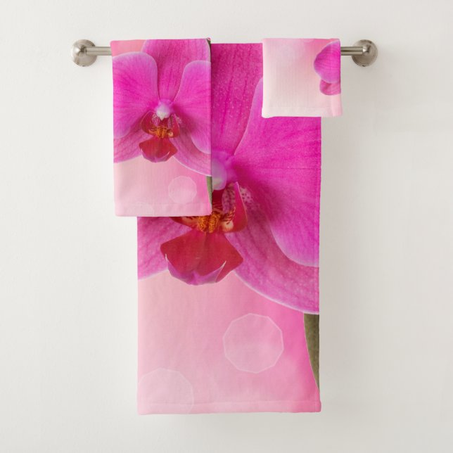 Rosa Orchideen-Blumen-Bad-Tuch-Set Badhandtuch Set (Insitu)