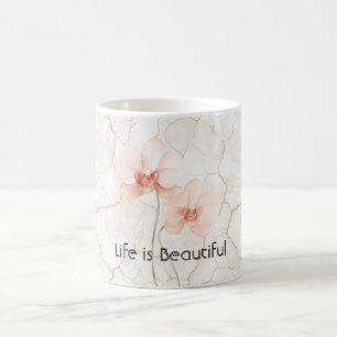 Rosa Orchideen Blumen Das Leben ist schön Kaffeetasse