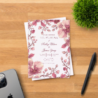 Rosa Orchideen-Blumen-Hochzeitseinladung Romantisc Acryleinladungen