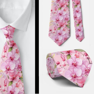 Rosa Orchideen Blumen Krawatte