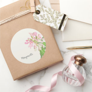 Rosa Orchideen-Blumendesign – Elegante botanische Runder Aufkleber