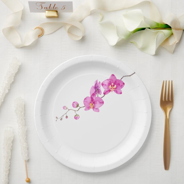 Rosa Orchideen Brautparty Pappteller (Hochzeit)