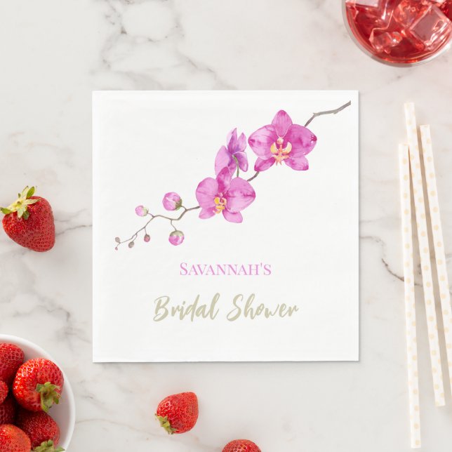 Rosa Orchideen Brautparty Serviette (Beispiel)