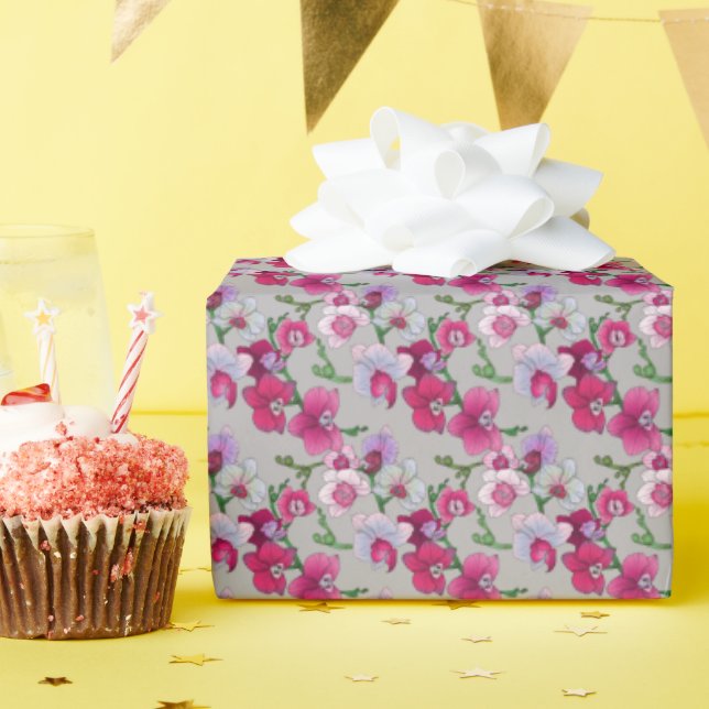Rosa Orchideen im Blut Geschenkpapier (Geburtstagsparty)