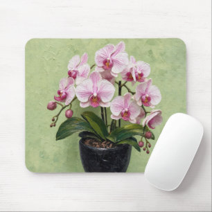 Rosa Orchideen-Impasto-Kunstwerk Mousepad