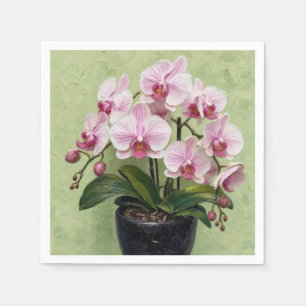 Rosa Orchideen-Impasto-Kunstwerk Serviette