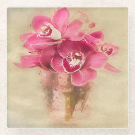 Rosa Orchideen in Vase Glasuntersetzer