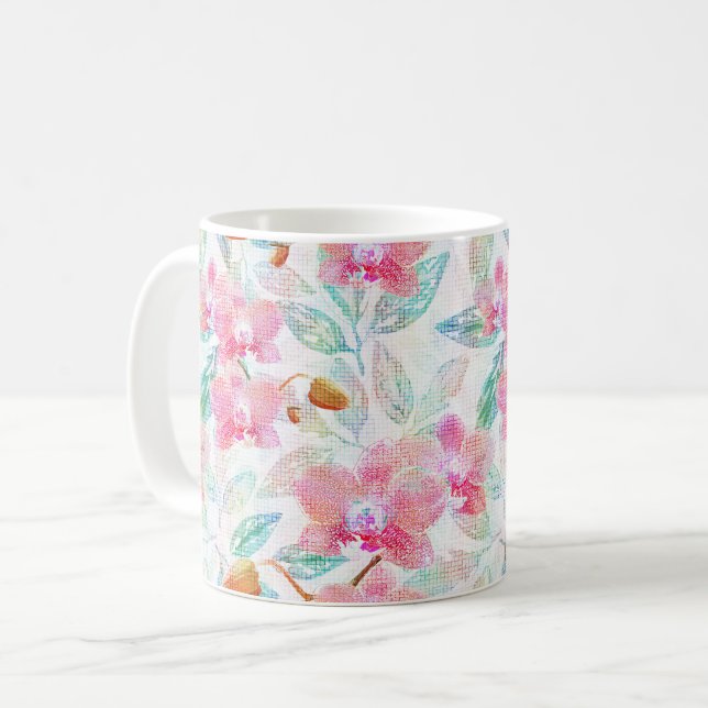 Rosa Orchideen. Kaffeetasse (Vorderseite Links)