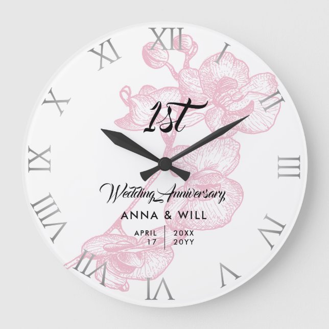 Rosa Orchideen Kirche Santa Maria delle Grazie Große Wanduhr (Vorderseite)