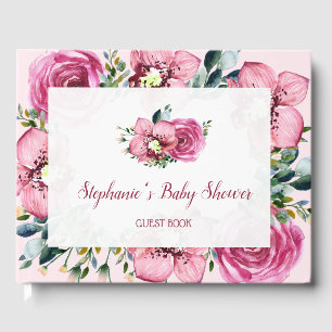 Rosa Orchideen & Rose Kinderdusche Gästebuch