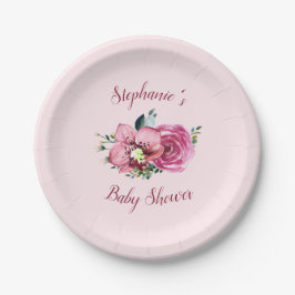 Rosa Orchideen & Rose Kinderdusche Pappteller
