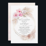 Rosa Orchideen und Pampas-Gras-Engagement Einladung<br><div class="desc">Einladungen zur exotischen tropischen Begegnung</div>