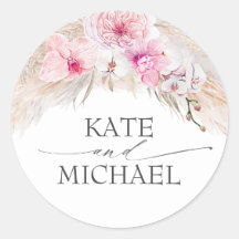 Rosa Orchideen und Pampas Grass Elegante Moderne