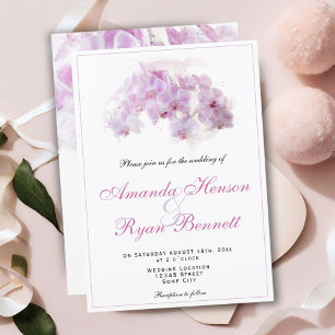 Rosa Orchideen-Wasserfarben-Blume Florale Hochzeit Einladung