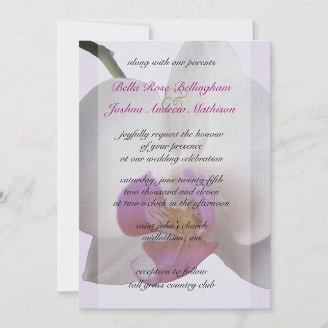 Rosa Orchideenhochzeit Einladung (Vorderseite)