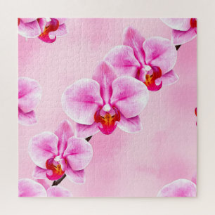 Rosa Orchideenmuster Tropische Blumen Soft Pastell