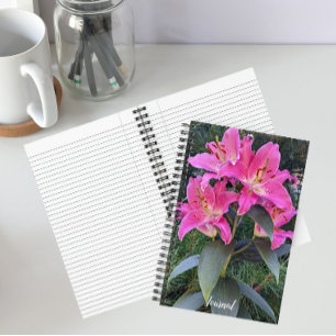 Rosa Orientalische Lilien Blumen Notizbuch