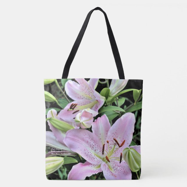 Rosa orientalische Lilien Tasche (Vorderseite)