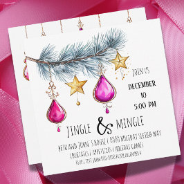Rosa Ornamente und Goldstars mit Tremor-Party Einladung