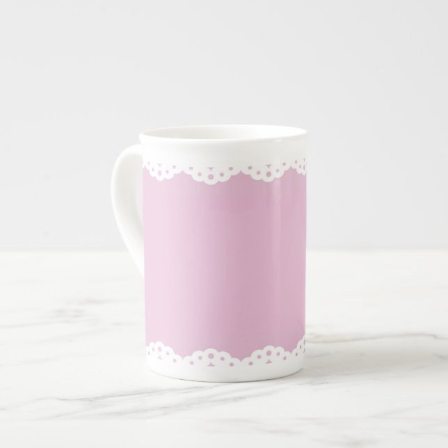 Rosa Ösen-Ordnungs-Knochen-China-Tasse Prozellantasse (Vorderseite Links)