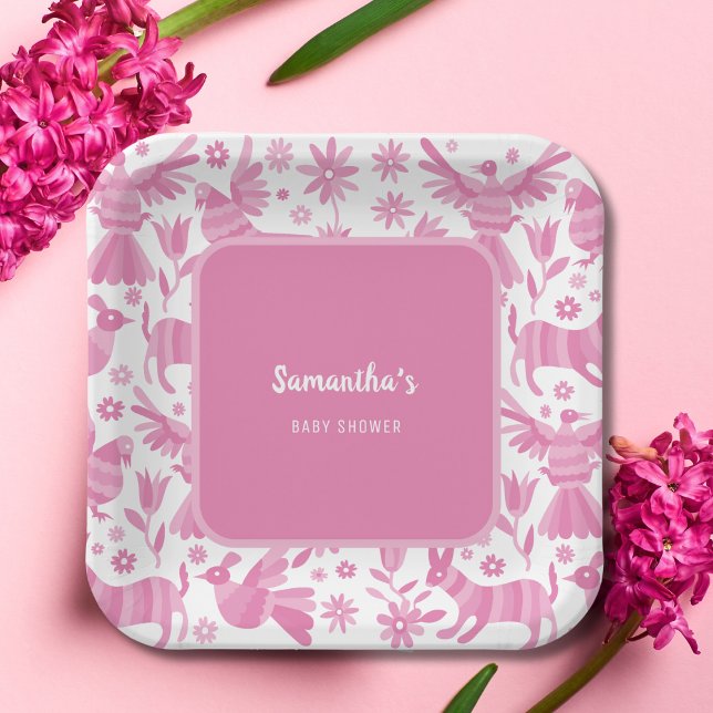 Rosa Otomi mexican Babydusche Papierplatte Pappteller (Von Creator hochgeladen)