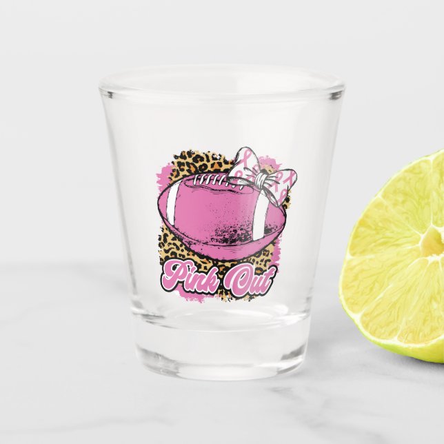 Rosa Out mit Rugby (Softball) Ball Schnapsglas (Vorderseite)