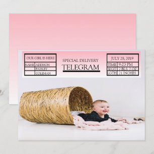 Rosa Overlay für die Geburtshilfeverkündung eines Einladung