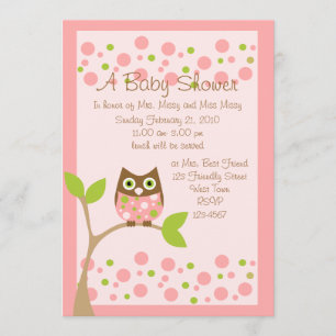 Rosa Owl Baby Dusche Einladung