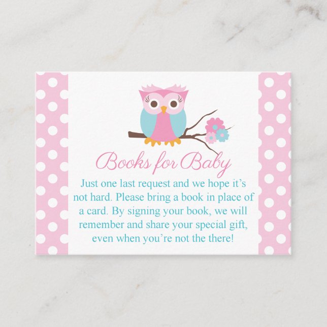 Rosa Owl Book Request Card Owl Book Insert (Vorderseite)