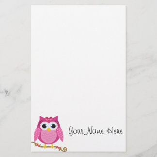 Rosa Owl Designgeschenke Briefpapier
