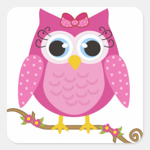 Rosa Owl Designgeschenke Quadratischer Aufkleber