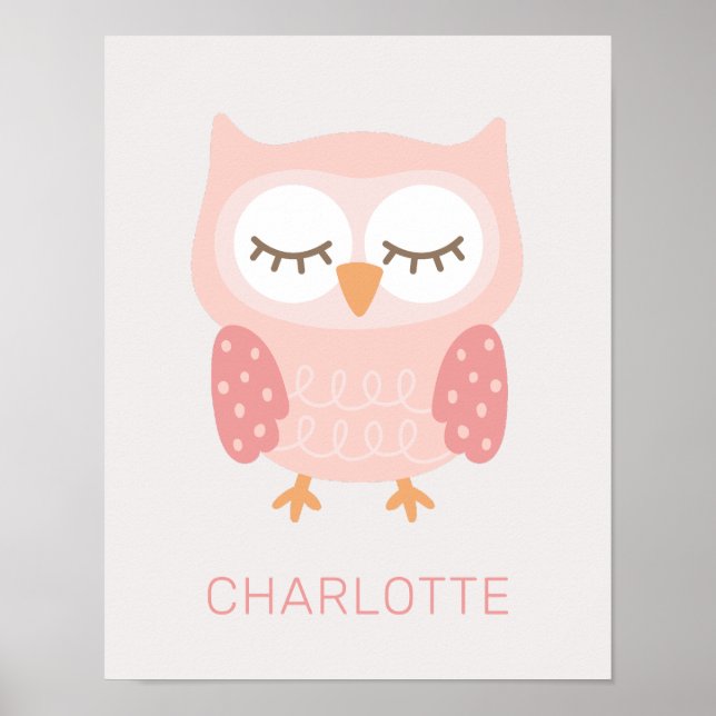 "Rosa Owl", niedlich, kundenspezifisch Poster (Vorne)