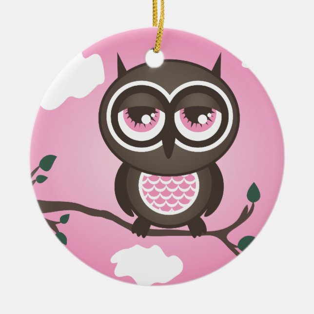 Rosa Owl Ornament (Vorne)