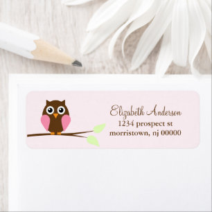 Rosa Owl-Rücksendeadressen-Aufkleber