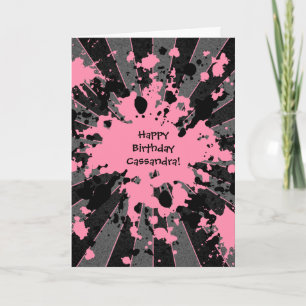 Rosa Paintball alles Gute zum Geburtstag Karte