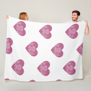 Rosa Paisley-Herz-Muster Soft Fleecedecke