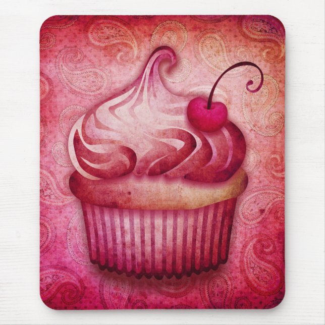 rosa Paisley-kleiner Kuchen Mousepad (Vorne)